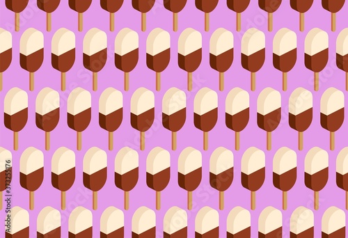 Seamless pattern with ice cream on a stick.