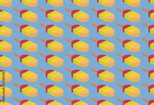 Seamless pattern with ice cream on a stick.