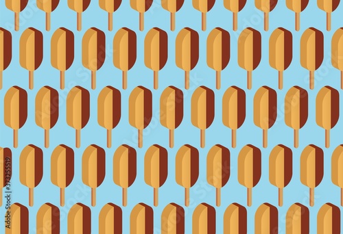 Seamless pattern with ice cream on a stick.