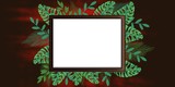 frame with floral ornament on brown background