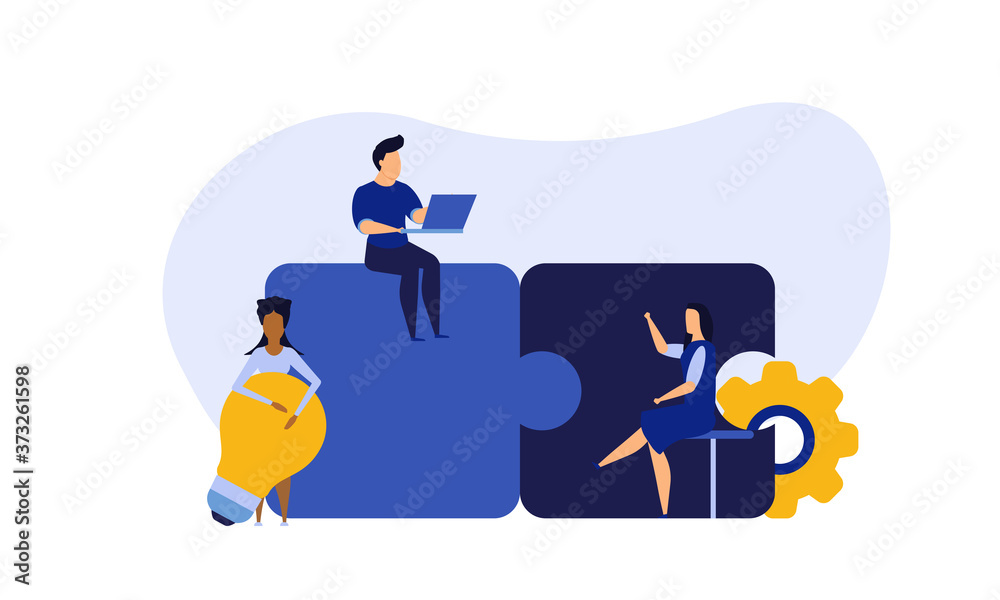 Puzzle team work vector illustration concept partner. Partnership teamwork business people collaboration together vector design. Concept jigsaw part solution group connect. Cooperation strategy idea Puzzle team work vector illustration concept partner. Partnership teamwork business people collaboration together vector design. Concept jigsaw part solution group connect. Cooperation strategy idea