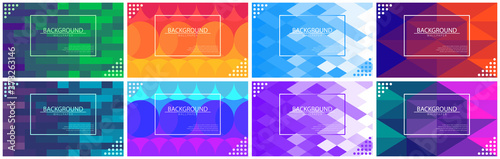 Vector Pack Set Colorful Mosaic Covers Design Minimal Geometric Pattern Gradients Presentation Background Wallpaper