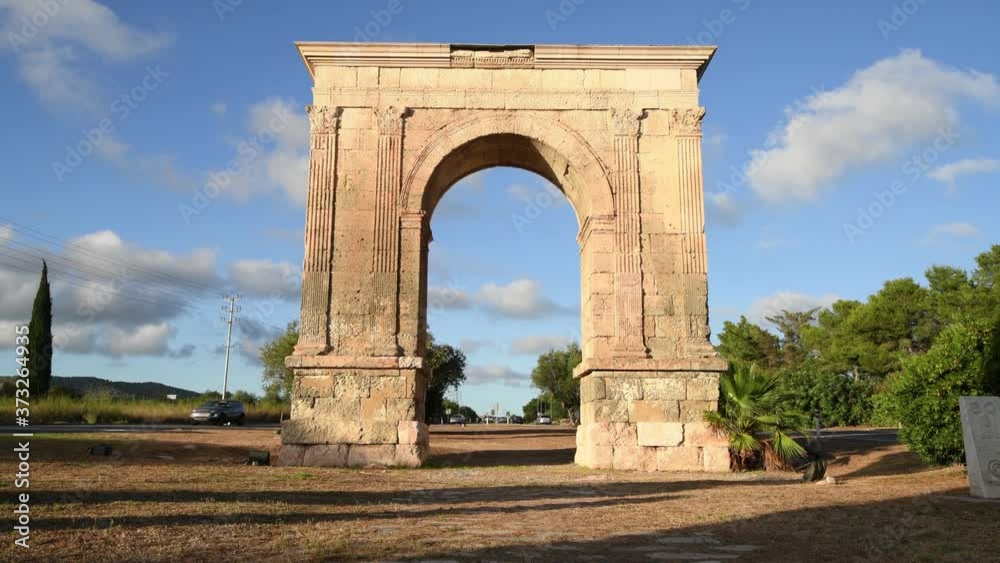 Roda de Berá, Tarragona, catalonia, spain, roman triumphal arch in ancient via augusta Roda de Berá, Tarragona, catalonia, spain, roman triumphal arch in ancient via augusta