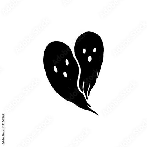 Ghost heart for Halloween vector spooky isolated on white background devil evil cartoon illustration doodle. Heart shape.
