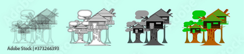 set of tree house cartoon icon design template with various models. vector illustration