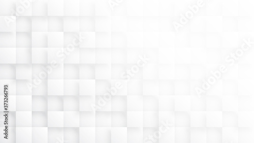 Rendered 3D Blocks Minimalist White Abstract Background. Three Dimensional Science Technologic Tetragonal Blocks Structure Light Conceptual Art Illustration. Clear Blank Subtle Textured Backdrop