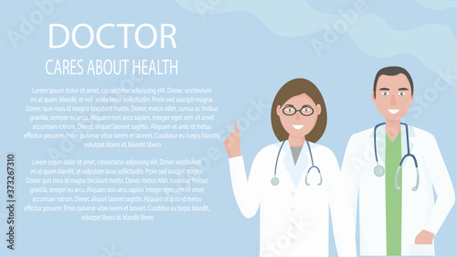 A team of doctors, medical workers. The concept of medical care and assistance to people. Vector flat illustration
