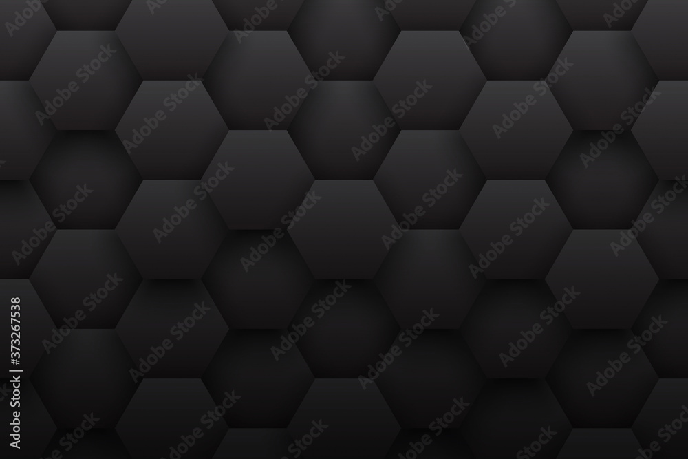 Tech 3D Hexagonal Structure Pattern Minimalist Black Abstract Background.  Science Technology Three Dimensional Hex Blocks Conceptual Dark Gray  Wallpaper In Ultra High Definition Quality Stock Illustration | Adobe Stock