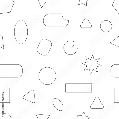 Geometric shapes pattern set. Collection black and white decotative abstract print for web, fill, background, wallpaper, fabric textile. photo