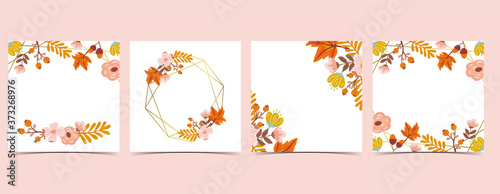 Collection of autumn background set with leaves,maple,frame.Editable vector illustration for birthday invitation,postcard and website banner