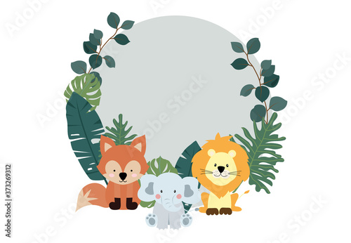 Photography Green collection of safari background set with zebra,lion,elephant