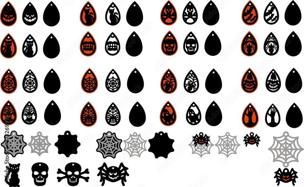 Fototapeta premium Halloween Earring Templates