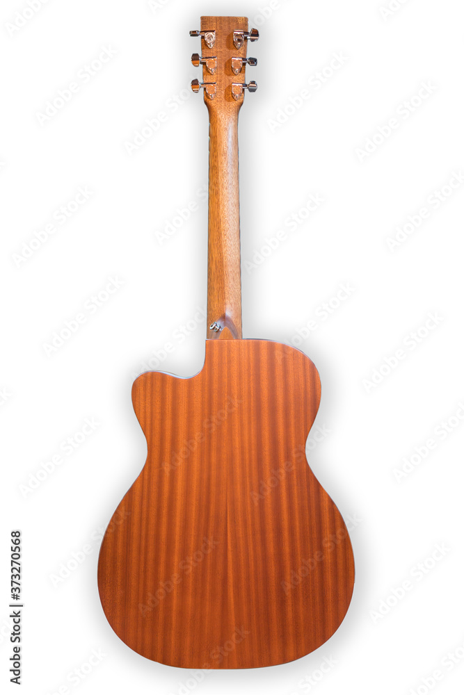 Naklejka premium Acoustic cutaway guitar isolated over white background