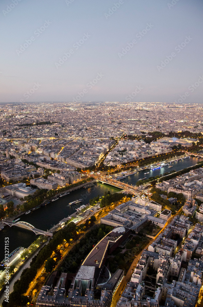 Paris from the Eiffel tower in the evening