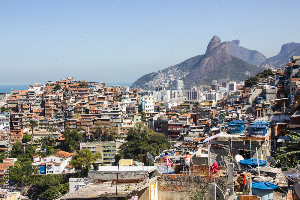 view from the top of Cantagalo Hill in Rio de Janeiro, Brazil