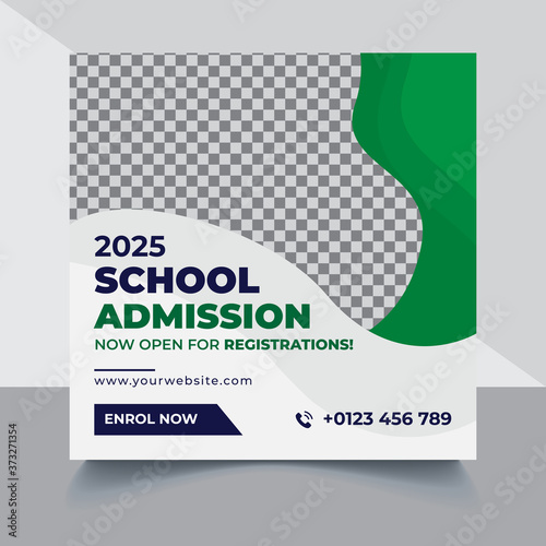 School education admission Instagram Facebook post cover & web banner, Back to school social media post template