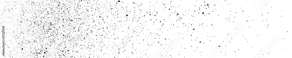 Black Grainy Texture Isolated On White Background. Dust Overlay. Dark Noise Granules. Wide Horizontal Long Banner For Site. Vector Design Elements, Illustration, EPS 10.