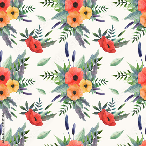Seamless pattern with colorful flowers © 2bebreeze