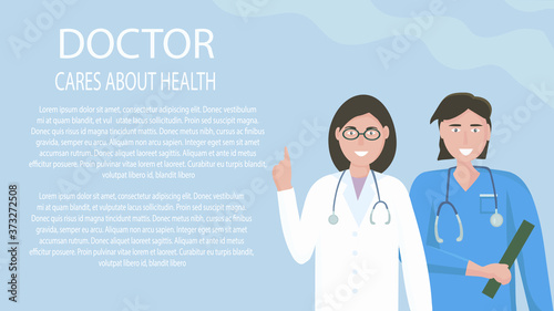 A team of doctors, medical workers. The concept of medical care and assistance to people. Vector flat illustration