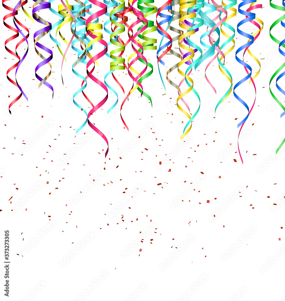 party streamers coloured on a white background party streamers coloured on a white background