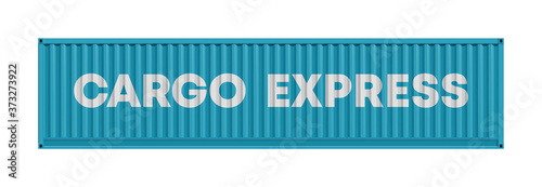Flat side view cargo express 40 foot container delivery. Large metal 40 ft containers for transportation. Delivery of cargo shipping. illustration