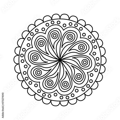 Mandala for coloring. Round vector pattern with decorative elements. Decoration for book, design, illustration, games, relax and meditation.