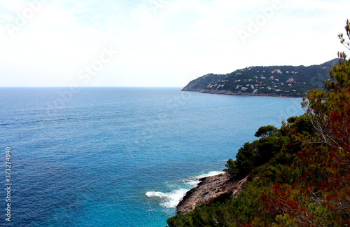 Beautiful landscape with blue sea water. Colorful bay view on the island of Mallorca, Spain. © Alexander