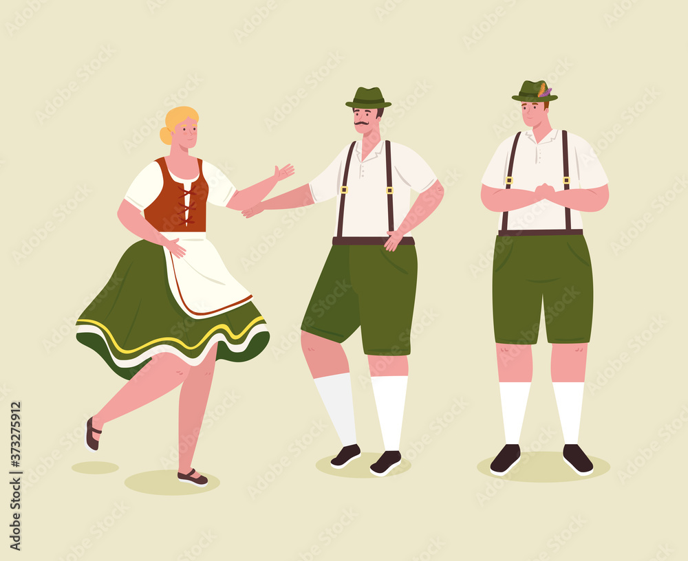 people german in national dress, men and woman in traditional bavarian costume vector illustration design people german in national dress, men and woman in traditional bavarian costume vector illustration design