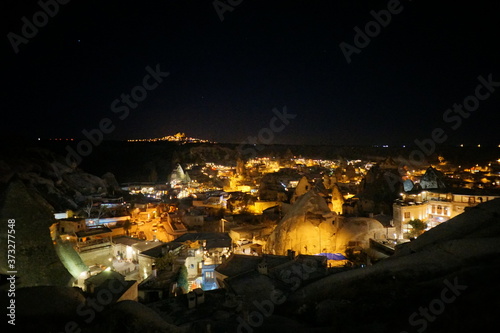 The great tourist place Cappadocia - at night time with beautiful light. Cappadocia is known around the world as one of the best places with mountains. Goreme, Cappadocia, Turkey