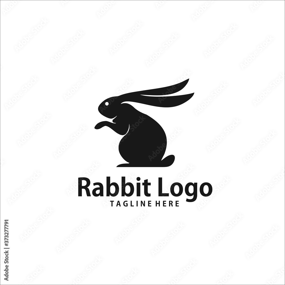 Obraz premium Rabbit logo design template silhouette vector icon