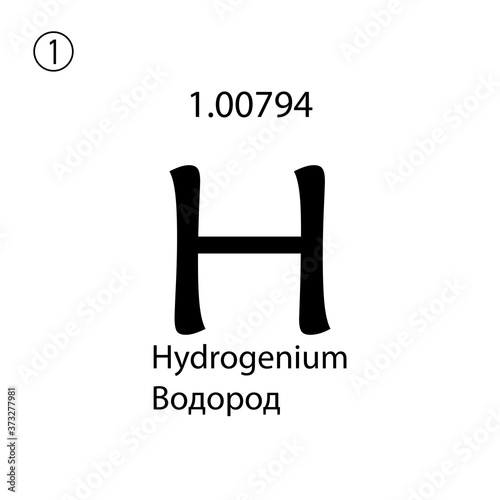 Hydrogenium chemical element. The inscription in Russian and English is Hydrogenium. vector illustrator eps ten