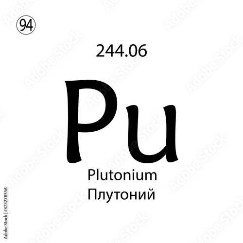 Plutonium chemical element. The inscription in Russian and English is Plutonium. vector illustrator eps ten