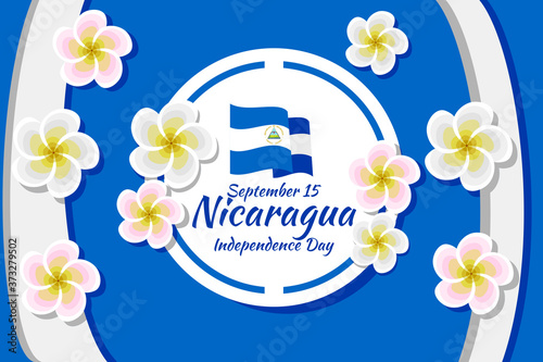 September 15, Happy Independence Day of Nicaragua vector illustration. Suitable for greeting card, poster and banner.