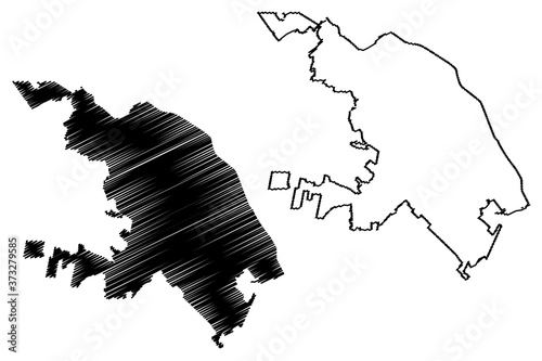 Ciudad Juarez City (United Mexican States, Mexico, Chihuahua state) map vector illustration, scribble sketch City of El Paso del Norte map