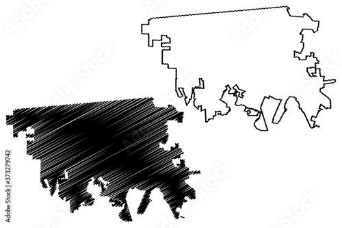 Mexicali City (United Mexican States, Mexico, Baja California State) map vector illustration, scribble sketch City of Mexicali map