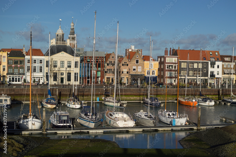 Marina in Traditional Dutch Seaside Town Vlissingen, Zeeland, Netherlands