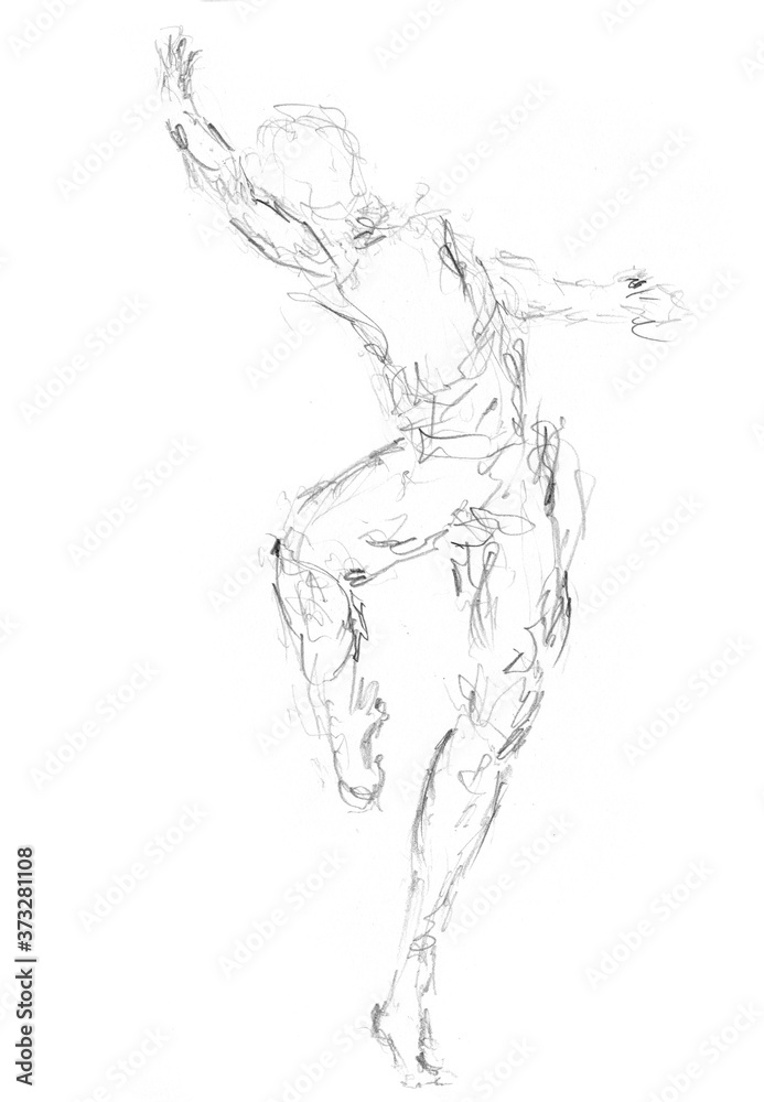 Ballet dancer. Sketch silhouette. tradional art illustration