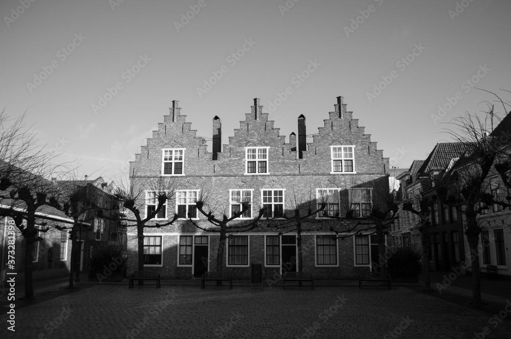 Traditional Dutch Houses in Seaside Town Vlissingen, Zeeland, Netherlands