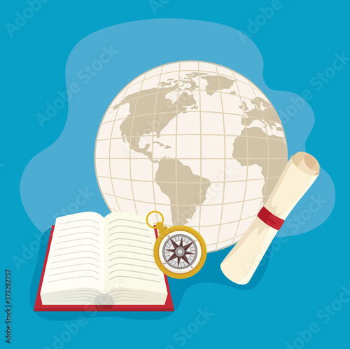 icons of happy columbus day national usa holiday vector illustration design