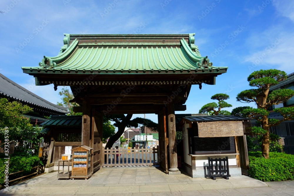 Kamakura / Japan. Main gate of Hesedera temple commonly called the Hase-kannon is one of the Buddhist temples in the city of Kamakura in Kanagawa Prefecture