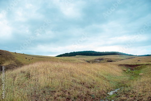 landscape with blue sky and clouds