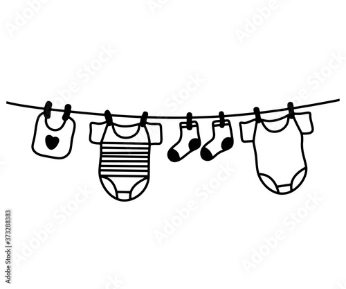 Colorful clothes hanging on a hanger children's illustration