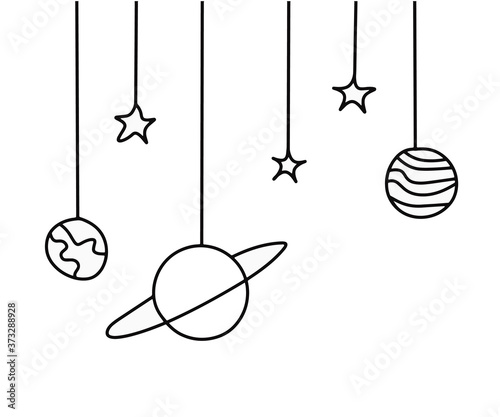 Solar system planets and stars children's illustration