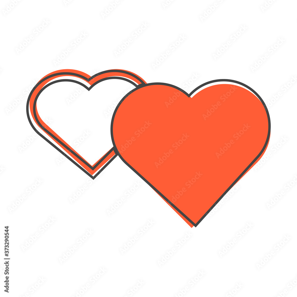 Vector icon red heart cartoon style on white isolated background. Vector icon red heart cartoon style on white isolated background.