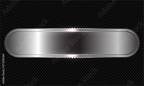 Abstract silver banner overlap on black circle mesh design modern luxury futuristic background vector illustration.