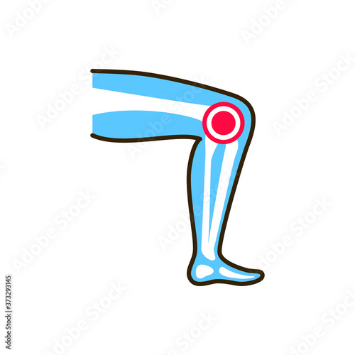 Knee arthritis line color icon. Inflammation joint. Sign for web page, mobile app, button, logo. Editable stroke