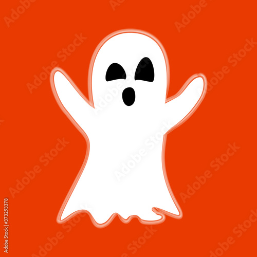 Frightening ghost, flat illustration. Design element for Halloween