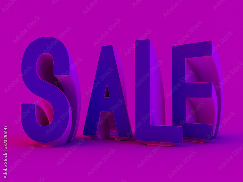 Seasonal sales background. Lettering of sale. 3D