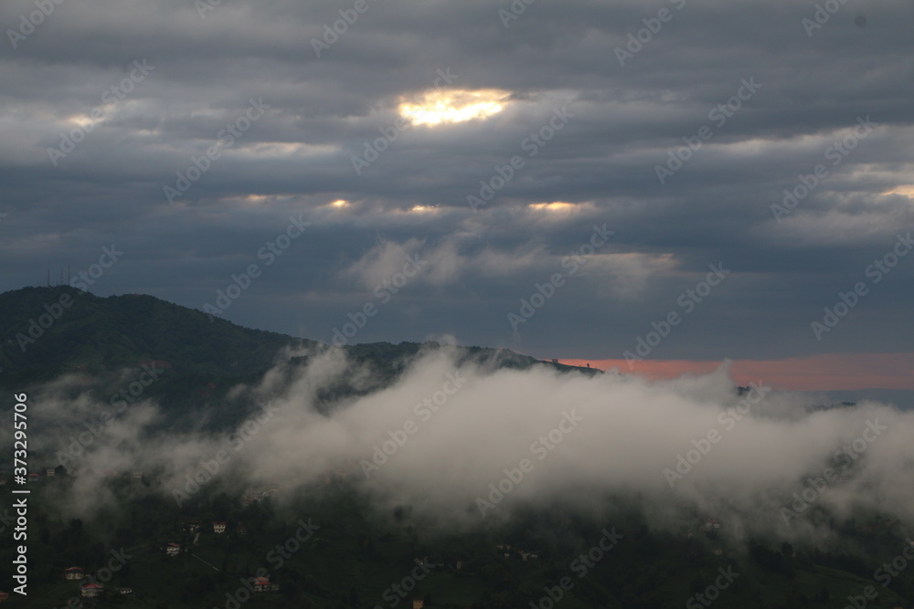 fog and cloud mountains valley landscape / turkey / rize 