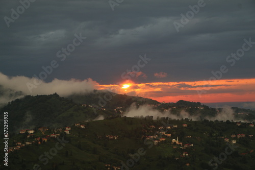 fog and cloud mountains valley landscape / turkey / rize 